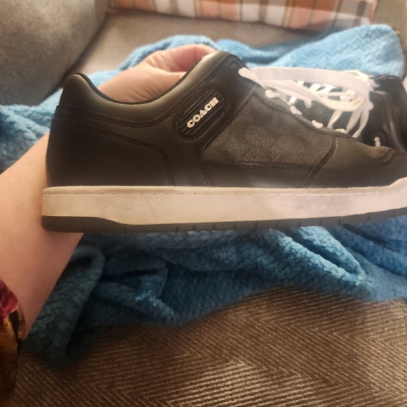 Coach Black and White Leather Sneakers - Picture 5 of 8